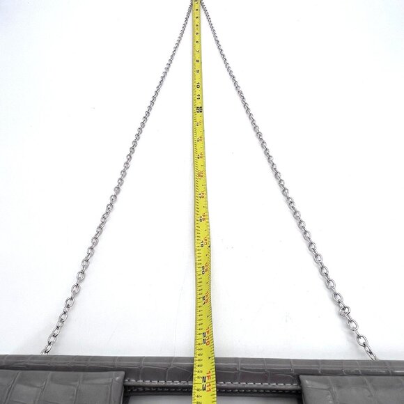 Jessica McClintock Gray Faux Crocodile Emboss Leather Clutch Handbag Chain Strap - Picture 11 of 13